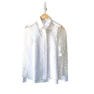 Chloe Sheer Polka-Dot Blouse